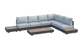 Hoek Loungeset Fosega | 5-delig | Matt Black / Stone Grey | Aluminium