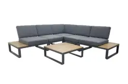 Hoek Loungeset Albufeira | Antraciet | Acacia en Aluminium | Eurofar
