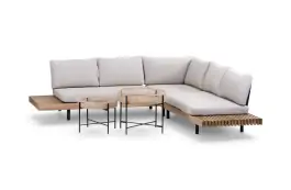 Hoek Loungeset Lissabon 4-delig | Sand | Incl. 2 Aiko Naturel Bijzettafels