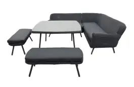 Hoek Dining Set Jonah | 5-delig | Dark Grey | Wicker | Eurofar