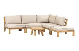 Hoek loungeset Kent | 6-delig | Sand | Acacia