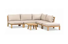 Hoek loungeset Kent | 6-delig | Sand | Acacia