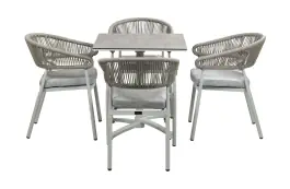 5-Delige tuinset | 4 Tuinstoelen Knokke (Sand) | Inklapbare tuintafel Gent 70x70cm  (Sand)