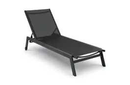 Ligbed Bonaire | Black | Aluminium & Textileen | Stapelbaar
