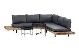Hoek Loungeset Lissabon 4-delig | Antraciet | Incl. 2 Aiko Black Bijzettafels