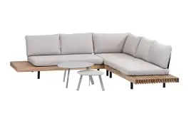 Hoek Loungeset Lissabon 4-delig | Acacia Teaklook & Sand | Incl. 2  Tiki Bijzettafels