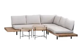 Hoek Loungeset Lissabon 4-delig | Sand | Incl. 2 Aiko Naturel Bijzettafels