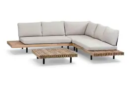Hoek Loungeset Lissabon 3-delig | Acacia Teaklook & Sand | Inclusief loungetafel