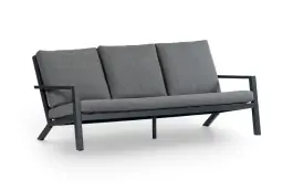 Loungebank Bezano | 3-persoons | Matt Black/Grey | Aluminium