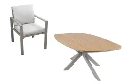 7-delige tuinset | 6 Lumo tuinstoelen (Beige/Camel) | Tuintafel Cadiz 240x115cm (Camel)