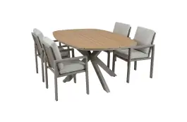 5-delige tuinset | 4 Lumo tuinstoelen | Tuintafel Cadiz 180x115cm 