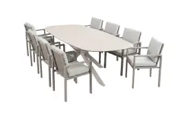 9-delige tuinset | 8 Lumo tuinstoelen | Tuintafel Malaga 280x115cm