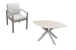 5-delige tuinset | 4 Lumo tuinstoelen | Tuintafel Barletta 180x115cm | Camel & Sandstone 