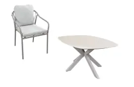 5-delige tuinset | 4 Parijs tuinstoelen | Tuintafel Barletta 180x115cm| Sandstone & Camel