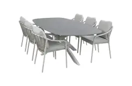 7-delige tuinset | 6 Parijs tuinstoelen (Camel) | Tuintafel Barletta 240x115cm (Desert Pearl/Camel)