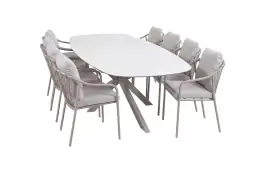 9-delige tuinset | 8 Parijs tuinstoelen | Tuintafel Malaga 280x115cm