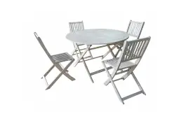 Ronde tuinset Ravello | 5-delig | Fossil Grey | Acacia | Eurofar