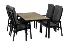 5-Delige tuinset | 4 Berlijn tuinstoelen (Black) | Tuintafel Cyprus 160x90cm (Wood)