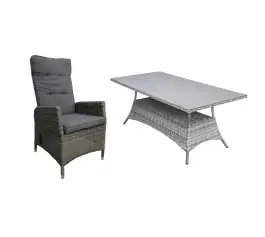 5-delige tuinset | 4 Kos verstelbare tuinstoelen (AG) | 180cm tuintafel (Keramiek)