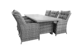 7-delige tuinset | 6 Sevilla tuinstoelen (AG) | 230cm tuintafel | Wicker & Keramiek