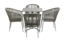 5-Delige tuinset | 4 Tuinstoelen Sluis (Sand) | Inklapbare tuintafel Gent 70x70cm  (Sand)