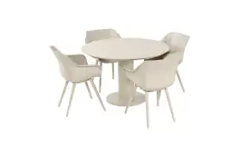 5-delige ronde tuinset | 4 Sophie tuinstoelen (Sand) | Tuintafel Girona ø120cm (Sand)