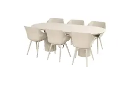 7-delige tuinset | 6 Sophie tuinstoelen (Sand) | Tuintafel Valencia 220x100cm (Sand/Beige) | Hartman