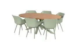 7-delige tuinset | 6 Sophie tuinstoelen (Soft Green) | Tuintafel San Sebastian(Soft Green) | Hartman