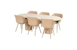 7-delige tuinset | 6 Sophie tuinstoelen (Cappuccino) | Tuintafel Valencia (Cappuccino) | Hartman