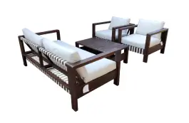 Stoel-Bank Loungeset Zambra | 4-delig | Off White | Acacia & Rope | Eurofar