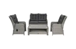 Stoel-bank verstelbare Loungeset Dublin | met 2-persoonsbank | Mystic Grey | Wicker