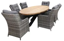 7-delige tuinset | 6 Dublin tuinstoelen (AG) | 300cm ovale Palu tuintafel (Teakhout)