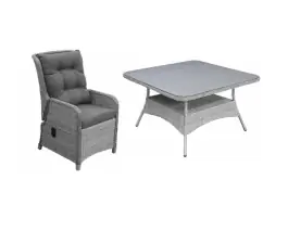 5-delige vierkante tuinset | 4 Dublin verstelbare stoelen (MG) 115x115cm tuintafel (keramiek)