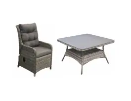 5-delige vierkante tuinset | 4 Dublin verstelbare stoelen (AG) | 115x115cm tuintafel