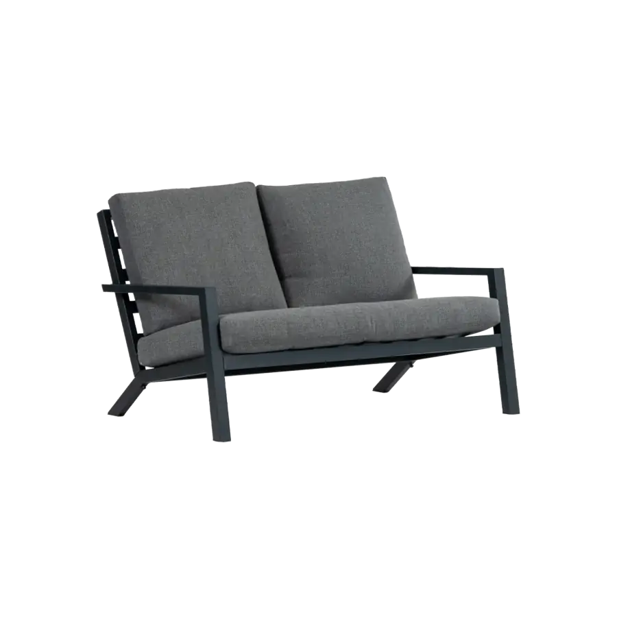 Loungebank Bezano | 2-persoons | Matt Black/Grey | Aluminium