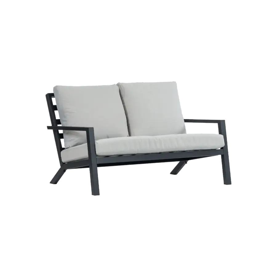Loungebank Bezano | 2-persoons | Matt Black/Off White | Aluminium