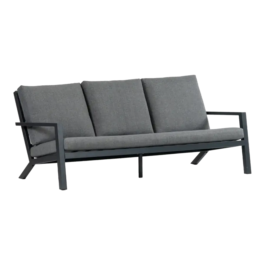 Loungebank Bezano | 3-persoons | Matt Black/Grey | Aluminium