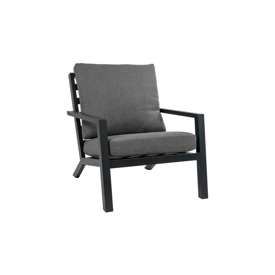 Loungestoel Bezano | Matt Black/Grey | Aluminium