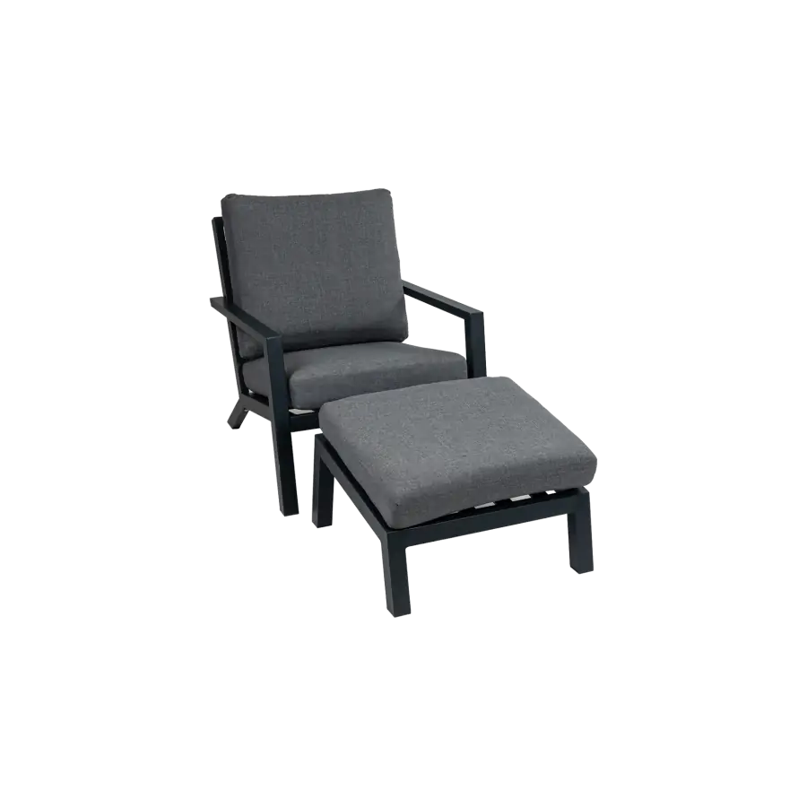 Bezano Loungestoel | Grey + Voetenbank Bezano | Grey