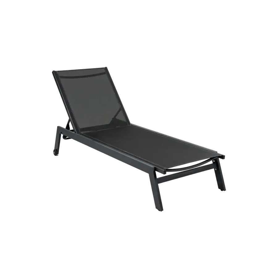 Ligbed Bonaire | Black | Aluminium & Textileen | Stapelbaar