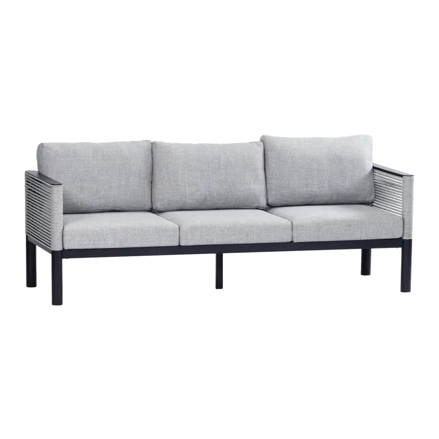 Loungebank Cuba | 3-persoons | Black | Rope & Aluminium