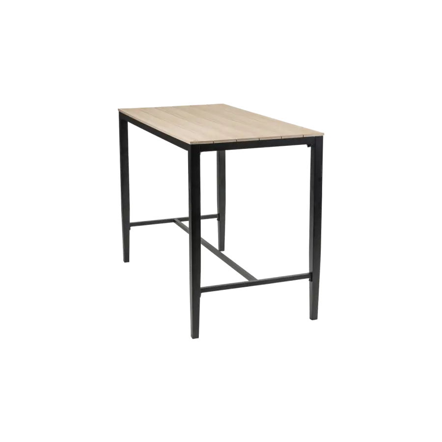 Moderne  aluminium bartafel voor buiten met polywood tafelblad - 150x75cm - 4 Seizoenen Tuinmeubelen