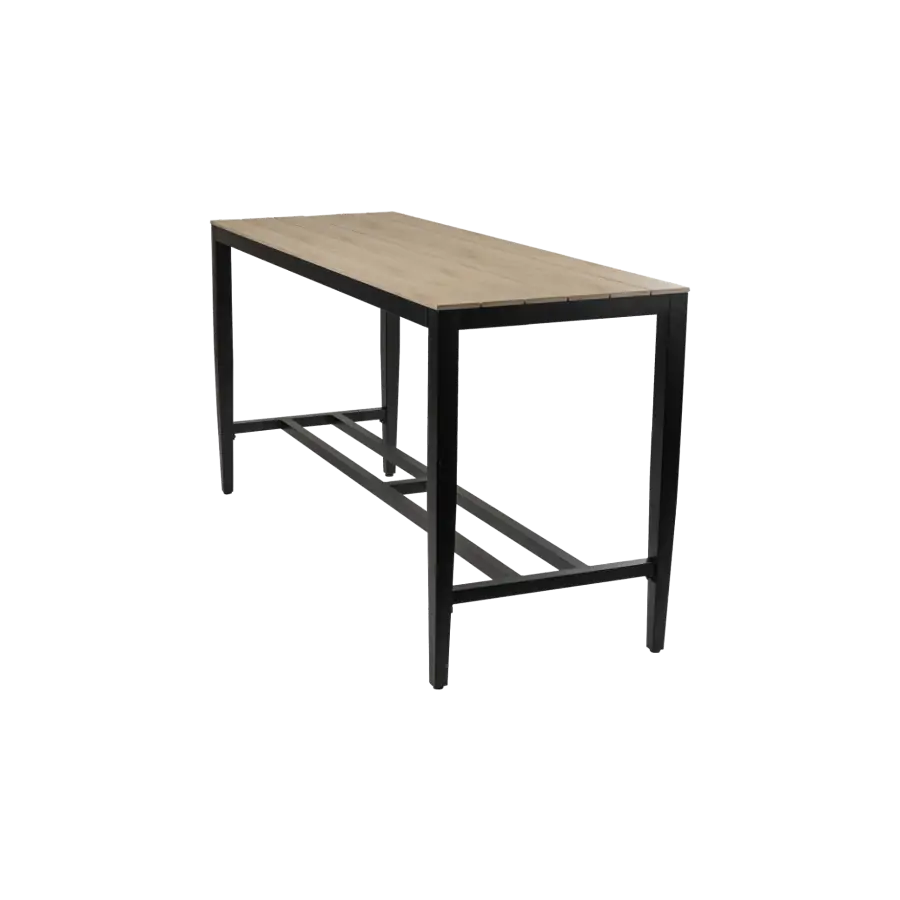 Moderne  aluminium bartafel voor buiten met polywood tafelblad - 200x75 - 4 Seizoenen Tuinmeubelen