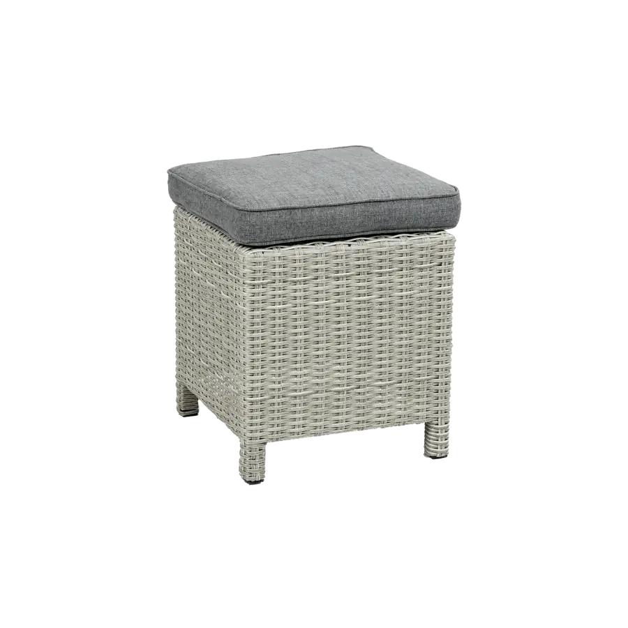 Hocker Dublin-Mystic Grey-40x40 hocker-wicker-grey tuinkussen