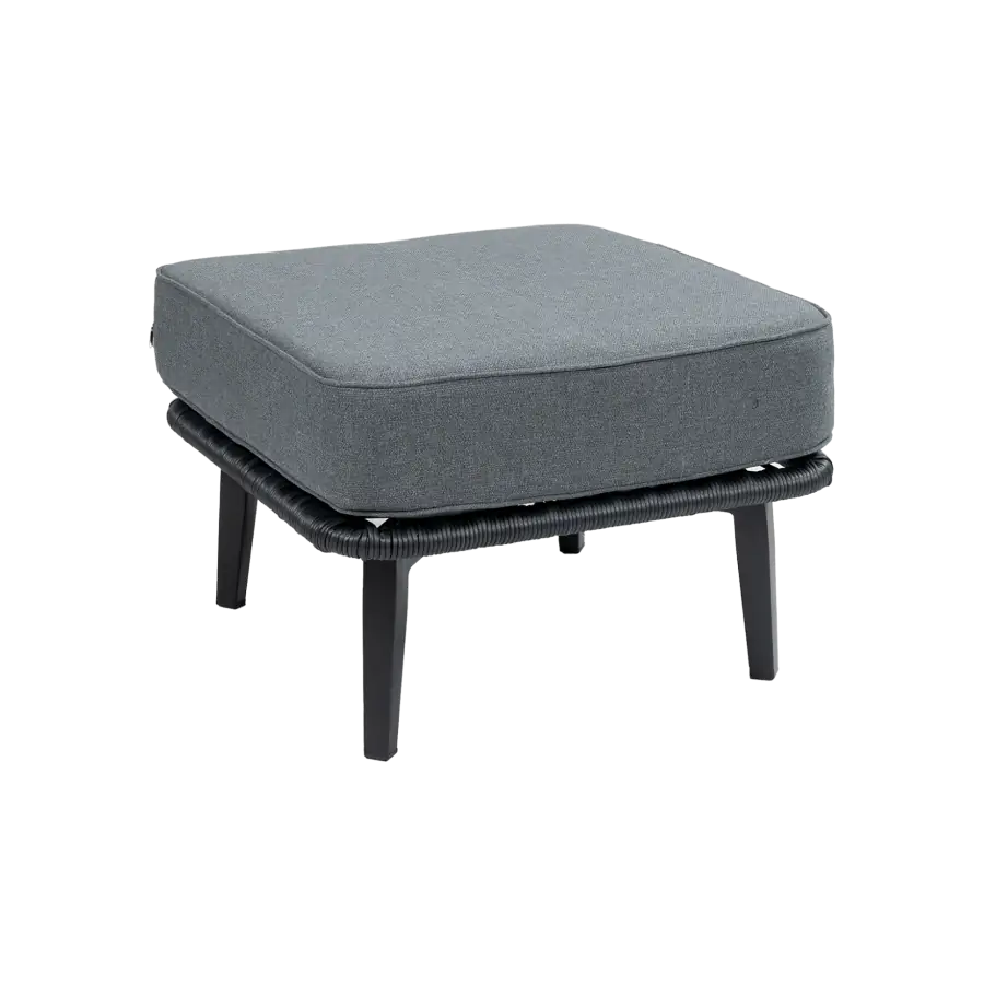 Isabel rope hocker loungeset zwart - 4 Seizoenen Tuinmeubelen