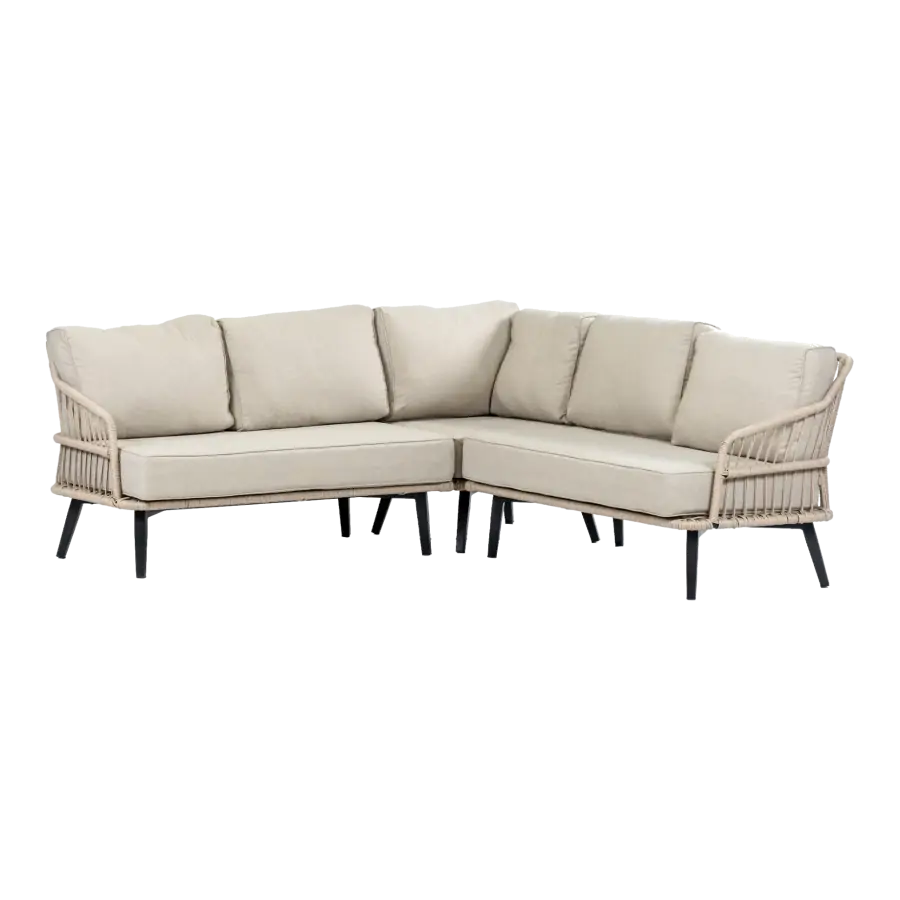 Hoek Loungebank Isabel | 3-delig | Sand/Black  | Rope