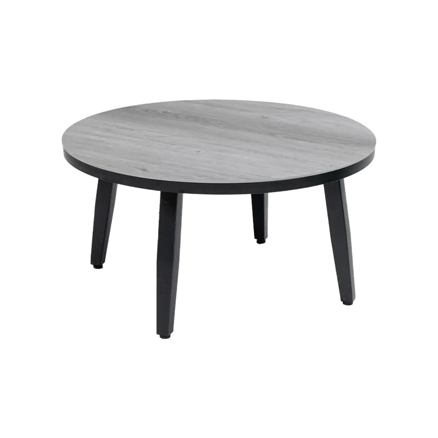 Mykonos ronde bijzettafel grijs zwart 73cm - ronde grijze bijzettafels kunststof - 4 Seizoenen Tuinmeubelen