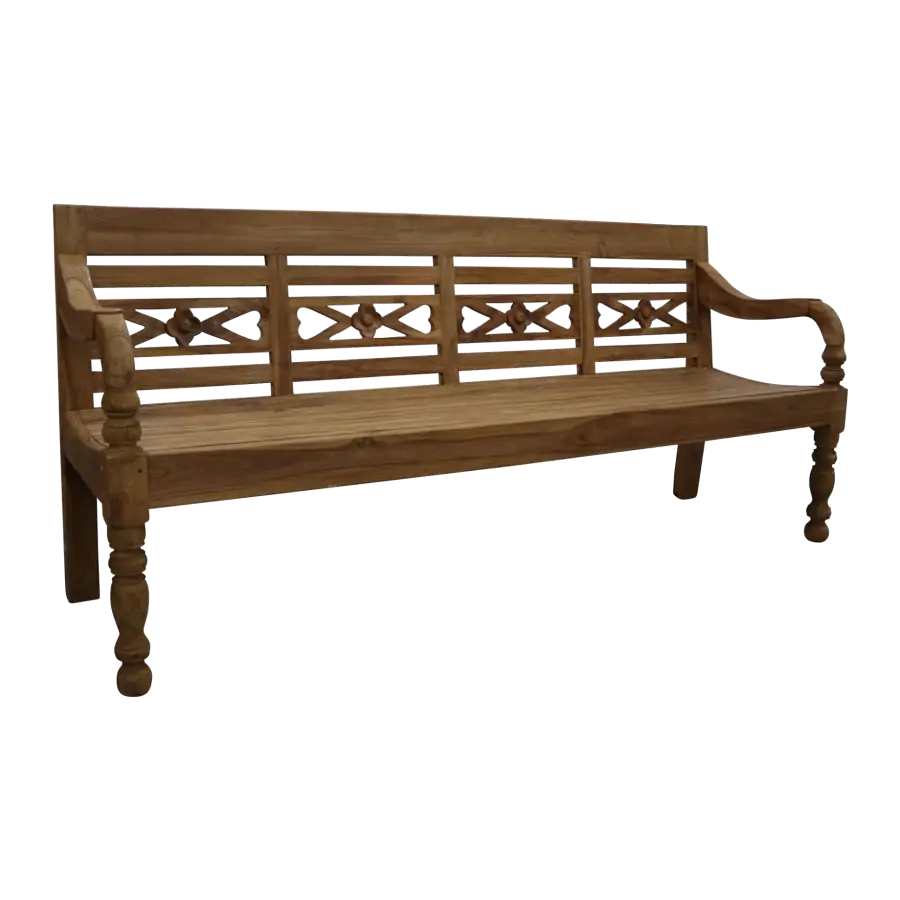 Stationsbank 2-zits | 100cm | Teakhout voorbeeld motief