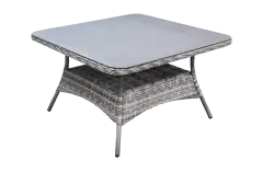 Vierkante tuintafel Dublin 115x115cm | Ash Grey | Keramiek & Wicker