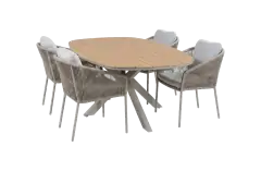 5-delige tuinset | 4 Alezio tuinstoelen (Latte/Camel) | Tuintafel Cadiz 180x115cm (Camel)
